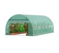 VEVOR Serra a tunnel da esterno per giardinaggio walk-in 50 x 30 x 2 metri, Serra per piante telaio in acciaio galvanizzato, Copertura in PE verde, Porta con cerniera arrotolabile e 12 finestre