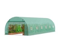VEVOR Serra a tunnel walk-in, Serra per piante a tunnel con pellicola 890x295x198 cm con telaio in acciaio zincato, Copertura in PE verde, porta con cerniera avvolgibile e 12 finestre esterne