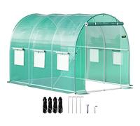 VEVOR Serra da Giardino per Piante a Tunnel Impermeabile con 6 Finestre e Porte 3 x 2,1 x 2,1m, Serra a Tunnel da Esterno Impermeabile in Acciaio Zincato Copertura PE 12,8 kg,Serra a Tunnel Verde,1077