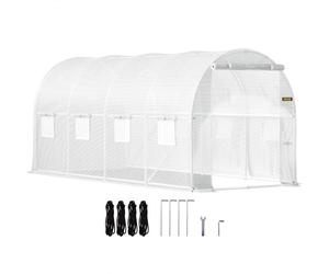 VEVOR Serra da Giardino per Piante a Tunnel Impermeabile con 8 Finestre e Porte 4,6 x 2,1 x 2,1m, Serra a Tunnel da Esterno Impermeabile in Acciaio Zincato Copertura PE 16,9 kg, Serra a Tunnel Bianco