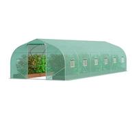 VEVOR Serra Giardino Tunnel, 900x300x200 cm, Tenda Riparo per Piante, Tetto a Punta, Telaio in Acciaio Galvanizzato, Copertura in PE Verde, Porta Cerniera Arrotolabile, Coltivazione Fiori Ortaggi