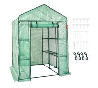 VEVOR Serra Portatile con Ripiani Telone in PE Porta Arrotolabile 141 x 141 x 200 cm Carico Massimo 15 kg da Giardino Cortile Terrazza Struttura Pieghevole, Serra con Ripiani per Piante Fiori Verdure