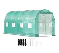 VEVOR Serra Tunnel giardino 4,6 x 2,1 x 2,1 m Tenda riparo piante telaio in acciaio zincato copertura impermeabile PE 1 trave superiore 2 pali diagonali 1 porta 8 finestre per coltivare verdure fiori