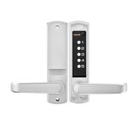 VEVOR Serratura Meccanica a Combinazione per Porte con Tastiera Monofacciale Codice da 5 Cifre con Maniglia, Serratura Senza Chiave a Combinazione Porte d'Ingresso, Giardino, Colore Argento