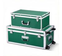 VEVOR Set 2 Valige Portaoggetti in Alluminio, Porta Utensili Trasportabile in Pannello Legno con Lucchetto, Rotelle e 3 Maniglie in metallo, Colore Verde, per Campeggi Viaggi Appartamenti Dormitori