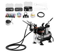 VEVOR Set Aerografo 1/6 HP con Compressore d'Aria, 3 Spruzzatori Aerografo a Doppia Azione con 3 Ugelli (0,3/0,3/0,35 mm) Flusso d'Aria 20-23 L/min, per Decorazione di Torte, Pittura di Modelli