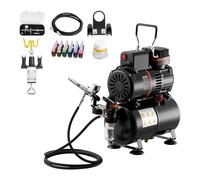 VEVOR Set Aerografo con Compressore d'Aria Serbatoio 1/6 HP, 1 Aerografo a Doppia Azione con Ugello 0,3 mm Tubo Flessibile Vernice Acrilica Ventole, Kit Aerografo per Decorazione di Pittura, Modelli