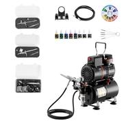 VEVOR Set aerografo con compressore 1/6 HP – doppia azione, ugelli 0,3/0,3/0,5 mm vernice acrilica