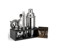 VEVOR Set Agitatore per Cocktail, 13 Pezzi Utensili in Acciaio Inox, Kit Barista Martini con Supporto Bambù Cucchiaio per Miscelatore, Pestello, Colino, Versatori per Liquori, Pinza per Ghiaccio