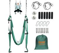 VEVOR Set altalena aerea per yoga, 2,7 iarde Amaca yoga Altalena sospesa Kit per inversione aerea con imbracatura per inversione Attrezzatura per inversione a trapezio, 661,38 libbre, Verde/Bianco