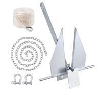 VEVOR Set ancora in acciaio zincato a caldo 4 kg con catena da 2,4 m, corda da 22,86 m e due grilli da 9 mm, ancora per barche per piccole imbarcazioni inferiori a 5,49 m, mari, fiumi e coste