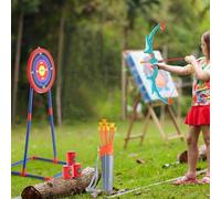 VEVOR Set Arco e Frecce per Bambini, Set Arco Illuminato a LED con 10 Frecce a Ventosa, Bersaglio Permanente, Faretre, 3 Barattoli Bersaglio, Giocattolo da Esterno per Feste Viaggio Campeggio