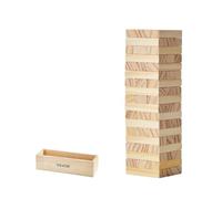 VEVOR Set Blocchi di Legno Gioco Impilabile in Legno Giocattolo di Bilanciamento Dimensioni Blocco Singolo 75x25x15 mm Blocchi Legno di Pino 54 Pezzi Costruzione Giocattolo in Legno Scatola Trasporto