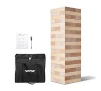 VEVOR Set Blocchi di Legno Gioco Impilabile in Legno Giocattolo di Bilanciamento Dimensioni Blocco Singolo 180x60x30 mm Blocchi in Legno 60 Pezzi Costruzione Giocattolo in Legno di Pino con Sacchetto
