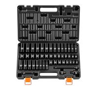 VEVOR Set Bussole a Impatto per Auto, Kit Accessori 48 Pezzi, Attacco 3/8", Bussole a 6 Punte, Misure SAE 5/16"-3/4" e Metriche 8-19 mm, 21-22 mm, Prolunga Adattatore e Contenitore, per Riparazioni