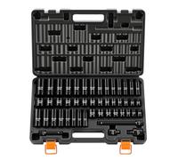 VEVOR Set Bussole a Impatto per Auto, Kit Accessori 48 Pezzi, Attacco 3/8", Bussole a 6 Punte, Misure SAE 5/16"-3/4" e Metriche 8-19 mm, 21-22 mm, Prolunga Adattatore e Contenitore, per Riparazioni
