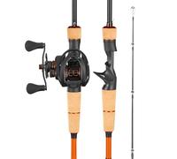 VEVOR Set Canna in Fibra di Carbonio da 2 m IM7 da Pesca e Mulinello Ruota baitcasting, Set Canna da Pesca al Spigola Nera con 6+1 Cuscinetti a Sfera e Impugnatura in Sughero, per Acqua Salata