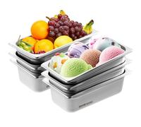 VEVOR Set Contenitore per Alimenti Antiaderente Confezione 6 Pezzi, Vassoio Contenitore GN 1/3 in Acciaio Inox Bacinelle Spessore 0,8mm per Catering Uso Commerciale Senza Coperchio Profondità 99mm