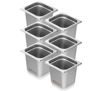 VEVOR Set Contenitore per Alimenti Antiaderente Cucina Confezione 6 Pezzi, Vassoio Contenitore 178x168x160 mm Acciaio Inox Bacinelle Dimensioni GN1/6 per Catering Uso Commerciale Senza Coperchio