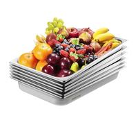 VEVOR Set Contenitore per Alimenti Antiaderente da Cucina Confezione 6 Pezzi, Vassoio Contenitore da Tavolo in Acciaio Inox Bacinelle Profondità 107mm per Catering Uso Commerciale Senza Coperchio