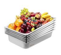 VEVOR Set Contenitore per Alimenti Antiaderente da Cucina Confezione 6 Pezzi, Vassoio Contenitore da Tavolo in Acciaio Inox Bacinelle Profondità 107mm per Catering Uso Commerciale Senza Coperchio