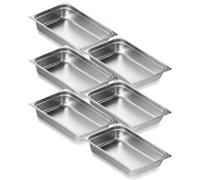 VEVOR Set Contenitore per Alimenti Antiaderente da Cucina Confezione 6 Pezzi, Vassoio Contenitore da Tavolo in Acciaio Inox Bacinelle Profondità 107mm per Catering Uso Commerciale Senza Coperchio