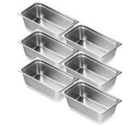VEVOR Set Contenitore per Alimenti Antiaderente da Cucina Confezione 6 Pezzi, Vassoio Contenitore da Tavolo in Acciaio Inox Bacinelle Spessore 0,8mm per Catering Uso Commerciale Senza Coperchio