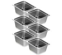 VEVOR Set Contenitore per Alimenti Antiaderente da Cucina Confezione 6 Pezzi, Vassoio Contenitore GN 1/2 in Acciaio Inox Bacinelle Spessore 0,8mm per Catering Uso Commerciale Senza Coperchio