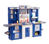 VEVOR Set da Giocattolo da Cucina 3-8 Anni, Cucina Giocattolo 3 in 1 con Spruzzatore Simulato, Suoni e Luci, con Set di Accessori da Cucina 74 Pezzi per in Età Prescolare, Blu