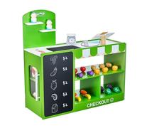 VEVOR Set da Gioco per Bambini in Legno di Alta Qualità 81,5 x 30,7 x 85 cm con Borsa della Spesa, Negozio di Giocattoli con Nastro Trasportatore, Scanner, Registratore di Cassa, Scala Realistica