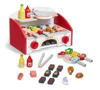 VEVOR Set da Gioco per Barbecue 26 Pezzi, Set da Gioco con Griglia in Legno con Fuoco Realistico al Carbonio, Accessorio da Cucina in Legno per Cibo Giocattolo, per Interni Esterni per Bambini, Regalo