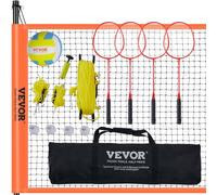 VEVOR Set da pallavolo e Badminton, Rete da Badminton Portatile da Esterno, Pali in Acciaio ad Altezza Regolabile, Set Combinato Professionale con pallavolo in PVC, Pompa, Borsa da Trasporto
