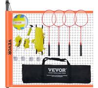 VEVOR Set da pallavolo e Badminton, Rete da Badminton Portatile da Esterno, Pali in Acciaio ad Altezza Regolabile, Set Combinato Professionale con pallavolo in PVC, Pompa, Borsa da Trasporto