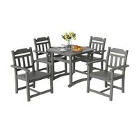 VEVOR Set da Pranzo da Patio 5 Pezzi, Tavolo e Sedie da Esterno, Set da Tavolo per Mobili da Giardino, Set per Piccolo Patio HIPS, per Prato, Terrazza, Cortile, Bordo Piscina, Grigio Chiaro