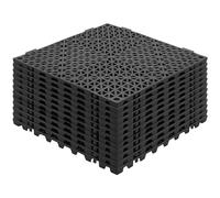VEVOR Set di 12 Piastrelle per Piscina da Giardino 30x30x1,5 cm, Piastrelle Traforate per Pavimentazione Antiscivolo in PVC a Drenaggio Rapido per Interni & Esterni per Bagno Piscina Giardino, Nero