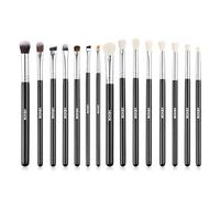 VEVOR Set di 15 Pennelli per Trucco per Fondotinta e Ombretto, Kit di Pennelli Vegani per Trucco con Setole Sintetiche Morbide, Impugnatura Ergonomica in Legno e Ghiera in Alluminio, Adatti ai Viaggi