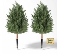 VEVOR Set di 2 Alberi di Cedro Artificiali 914 mm Piante Finte Grandi in PE, Albero Topiario da Esterno e Interno con Picchetti, Arbusti Decorativi per Porta d'Ingresso, Veranda, Balcone e Giardino