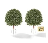 VEVOR Set di 2 Piante di Bosso Artificiali 508 mm, Cespugli Finti in PE, Albero Topiario Finto con Picchetti Metallici, Topiaria Artificiale da Esterno e Interno per Ingresso, Veranda, Balcone e Patio