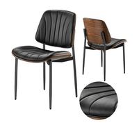 VEVOR Set di 2 Sedie da Pranzo Mderne, Imbottite in Pelle per Tavoli da Pranzo, Sedie da Tavolo da Cucina Salvaspazio con Cuscini Spessi e Gambe in Metallo, Nere Capacità di 158,76 kg