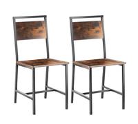 VEVOR Set di 2 Sedie da Pranzo, Sedie da Tavolo in Legno con Struttura e Schienale in Metallo, Sedie Laterali in Pelle, Sedia Moderna in Noce Stile Fattoria per Cucina e Soggiorno, Marrone e Nero