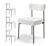 VEVOR Set di 4 Sedie da Pranzo, Sedie in Stile Metà Secolo Moderno Sherpa, Sedia Laterale Imbottita per Tavolo da Pranzo, Sedia da Tavolo da Cucina, con Schienale Curvo e Gambe in Metallo Nero
