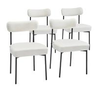 VEVOR Set di 4 Sedie da Pranzo, Sedie in Stile Metà Secolo Moderno Sherpa, Sedia Laterale Imbottita per Tavolo da Pranzo, Sedia da Tavolo da Cucina, con Schienale Curvo e Gambe in Metallo Nero