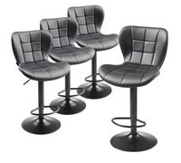 VEVOR Set di 4 Sgabelli da Bar in Similpelle, Sgabelli da Bar a Isola Girevoli da Cucina con Schienale e Poggiapiedi, Sedia Senza Braccioli Regolabile in Altezza, per Cucina, Sala da Pranzo, Neri