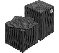VEVOR Set di 50 Piastrelle per Piscina da Giardino 30 x 30 x 1,5cm, Piastrelle Traforate Nere per Pavimentazione Antiscivolo in PVC a Drenaggio Rapido per Interni & Esterni per Bagno Piscina Giardino