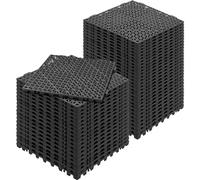 VEVOR Set di 50 Piastrelle per Piscina da Giardino 30 x 30 x 1,5cm, Piastrelle Traforate Nere per Pavimentazione Antiscivolo in PVC a Drenaggio Rapido per Interni & Esterni per Bagno Piscina Giardino