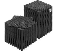 VEVOR Set di 50 Piastrelle per Piscina da Giardino 30 x 30 x 1,5cm, Piastrelle Traforate Nere per Pavimentazione Antiscivolo in PVC a Drenaggio Rapido per Interni & Esterni per Bagno Piscina Giardino