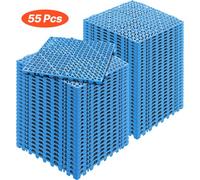 VEVOR Set di 55 Piastrelle per Piscina da Giardino 30 x 30 x 1,5cm, Piastrelle Traforate Blu per Pavimentazione Antiscivolo in PVC a Drenaggio Rapido per Interni & Esterni per Bagno Piscina Giardino