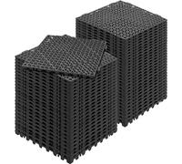 VEVOR Set di 55 Piastrelle per Piscina da Giardino 30 x 30 x 1,5cm, Piastrelle Traforate Nere per Pavimentazione Antiscivolo in PVC a Drenaggio Rapido per Interni & Esterni per Bagno Piscina Giardino