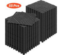 VEVOR Set di 55 Piastrelle per Piscina da Giardino 30 x 30 x 1,5cm, Piastrelle Traforate Nere per Pavimentazione Antiscivolo in PVC a Drenaggio Rapido per Interni & Esterni per Bagno Piscina Giardino