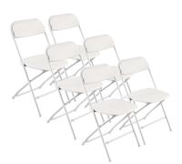 VEVOR Set di 6 Sedie Pieghevoli in Plastica con Struttura in Metallo Resistente, Sedie da Tavolo Portatili Impilabili per Interni ed Esterni, Sgabello in Metallo Pieghevole per Casa, Cortile, Bianco